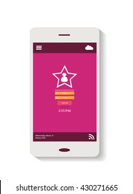 Mobile interface pink color with star icon