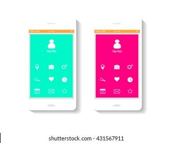 mobile interface pink and neon theme