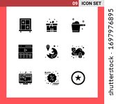 Mobile Interface Solid Glyph Set of 9 Pictograms of marker; location; housekeeping; gps; interface Editable Vector Design Elements