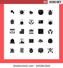 Mobile Interface Solid Glyph Set of 25 Pictograms of cupcake; hydrant; graphics; fire; face Editable Vector Design Elements