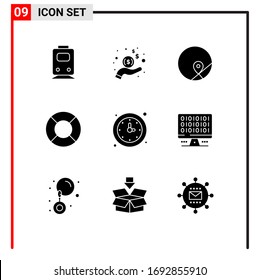 Mobile Interface Solid Glyph Set of 9 Pictograms of school; recreations; dollar; holiday; map Editable Vector Design Elements