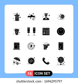 Mobile Interface Solid Glyph Set of 16 Pictograms of goal; target; clouds; professional; boy Editable Vector Design Elements