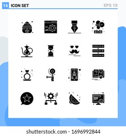 Mobile Interface Solid Glyph Set of 16 Pictograms of cup; worker; achievement; time; employee Editable Vector Design Elements