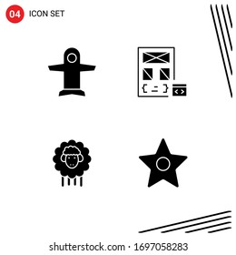 Mobile Interface Solid Glyph Set of Pictograms of plane; easter; vehicles; develop; sheep Editable Vector Design Elements