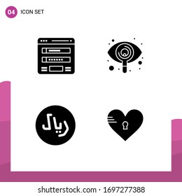 Mobile Interface Solid Glyph Set of 4 Pictograms of flowchart; rayal; sitemap; search; money Editable Vector Design Elements