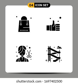 Mobile Interface Solid Glyph Set of 4 Pictograms of celebration; solution; holiday; finger; cutter Editable Vector Design Elements