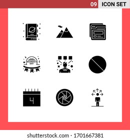 Mobile Interface Solid Glyph Set of 9 Pictograms of designing; women; page; mothers; day Editable Vector Design Elements