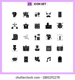 Mobile Interface Solid Glyph Set of 25 Pictograms of location; love; document; fathers day; dad Editable Vector Design Elements