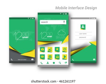 Mobile interface UI, UX, GUI screens and flat web icons for mobile apps screens.
