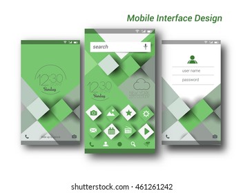 Mobile interface UI, UX, GUI screens and flat web icons for mobile apps screens.