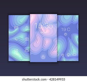 Mobile interface wallpaper design. Abstract vector backgrounds. In Rose Quartz and Serenity colours