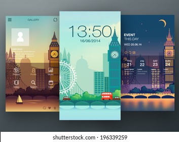 Mobile Interface Wallpaper Design With Cityscape. Vector