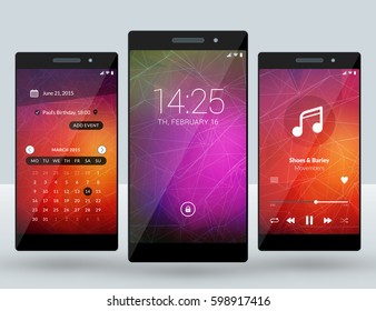 Mobile interface wallpaper design. Set of abstract vector backgrounds. Modern smartphone application interface elements