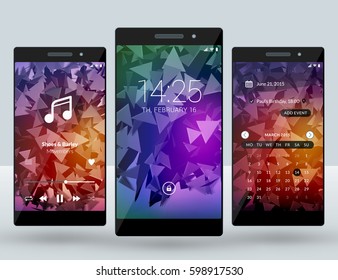 Mobile interface wallpaper design. Set of abstract vector backgrounds. Modern smartphone application interface elements