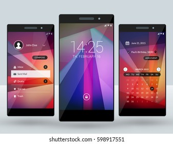 Mobile interface wallpaper design. Set of abstract vector backgrounds. Modern smartphone application interface elements