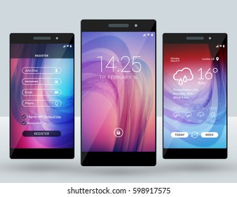 Mobile interface wallpaper design. Set of abstract vector backgrounds. Modern smartphone application interface elements