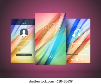 Mobile interface wallpaper design. Set of abstract vector backgrounds. Modern smartphone application interface elements