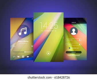 Mobile interface wallpaper design. Set of abstract vector backgrounds. Modern smartphone application interface elements