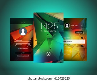 Mobile interface wallpaper design. Set of abstract vector backgrounds. Modern smartphone application interface elements