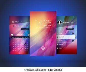 Mobile interface wallpaper design. Set of abstract vector backgrounds. Modern smartphone application interface elements