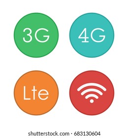 Mobile internet colorful icons. Telecommunications sign. Vector illustration