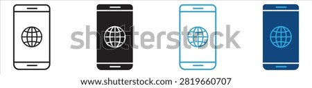 Mobile internet connectivity icon set, representing wireless communication, web browsing, online access, and digital networking, vector illustration	