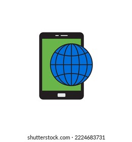 Mobile internet icon in color, isolated on white background 