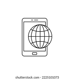 Icono de Internet móvil en un icono de estilo de línea, aislado en fondo blanco