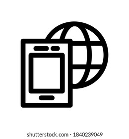 icono de Internet móvil o logotipo símbolo de signo aislado ilustración vectorial - iconos vectoriales de estilo negro de alta calidad
