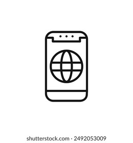 Mobile Internet icon outline collection in black and on white background