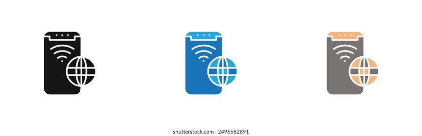 Icono de Internet móvil colección de contorno o conjunto en blanco y negro