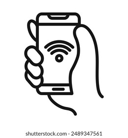 Mobile Internet icon Vector symbol or sign set collection in black and white outline