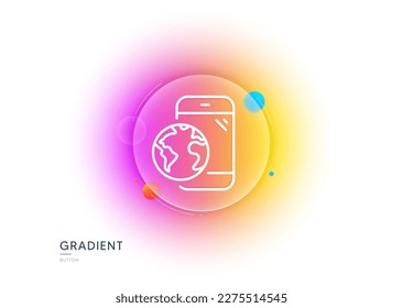Icono de línea de internet móvil. Botón de desenfoque degradado con gafas. Firma de negocios en línea. Símbolo del dispositivo telefónico. Diseño de vidrio transparente. Icono de línea de internet móvil. Vector