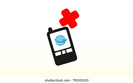 Mobile Internet lost connection icon vector on white background