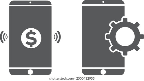 Mobile Internet Zahlung und Einstellung Icon-Set