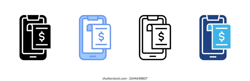 Mobile Invoice icon sheet multiple style collection