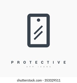 Mobile isolated minimal single flat linear icon for application and info-graphic. Protection film line vector icon for websites and mobile minimalistic flat design.
