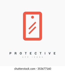 Mobile isolated minimal single flat linear icon for application and info-graphic. Protection film line vector icon for websites and mobile minimalistic flat design.