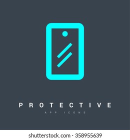 Mobile isolated minimal single flat linear icon for application and info-graphic. Protection film line vector icon for websites and mobile minimalistic flat design.