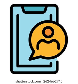 Mobile job applicant icon. Outline mobile job applicant vector icon color flat isolated