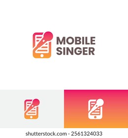 mobile karaoke vector logo design