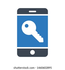 mobile key glyph color vector icon