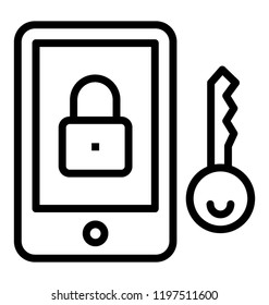 Mobile with key and padlock symbol is password protection 