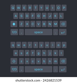 Mobile keyboard. Smartphone screen qwerty buttons. Vector template for your design.