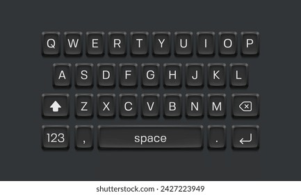 Mobile keyboard. Smartphone screen qwerty buttons. Vector template for your design.