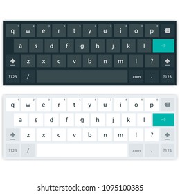 Mobile keyboard for smartphone or tablet. Two keypad template, light and dark. Vector illustration