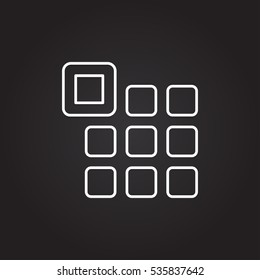 Mobile keypad icon, White outline icons on black background