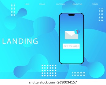 mobile landing page with message notification vector illustration.eps