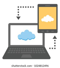 Mobile and laptop cloud hotspot concept in flat icon 