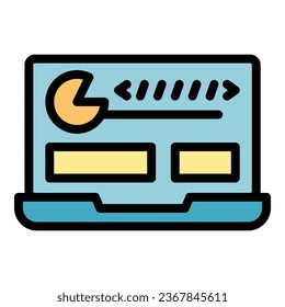 Mobile laptop icon outline vector. Feature work. Code monitor color flat